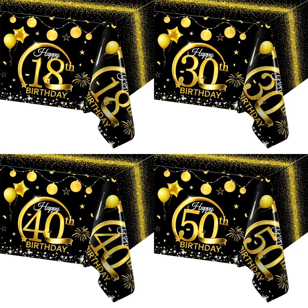 

Скатерть из черного золота со сверкающими блесками для украшения стола на день рождения для взрослых 18 30 40 50