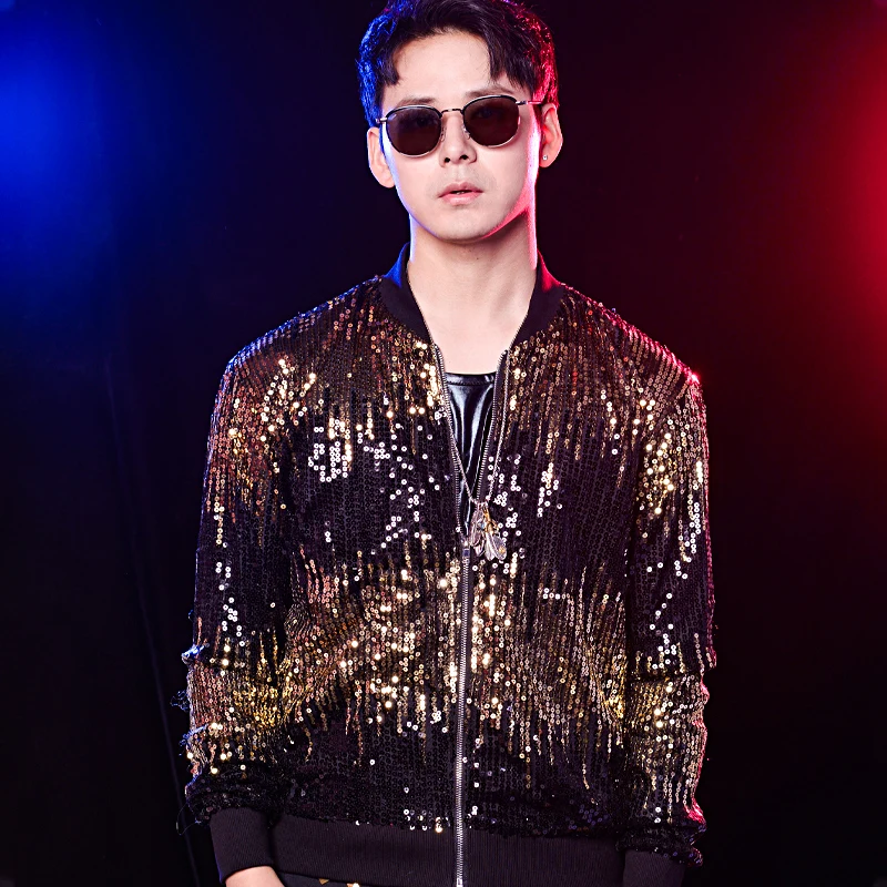 

Fashion Sequin Slim Fit Jacket Set For Nightclubs Bars Male Singers Performance Costumes Dancer Stage Performances Clothing