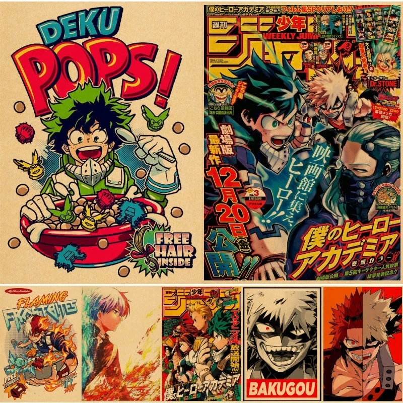 

Printed My Hero Academia Poster Classic Artwork Painting Shoto Todorok Mural Decoration Picture Kraft Paper Wall Home Cuadros