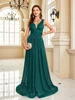 Women Luxury V-Neck Sleeveless Green Formal Evening Dress