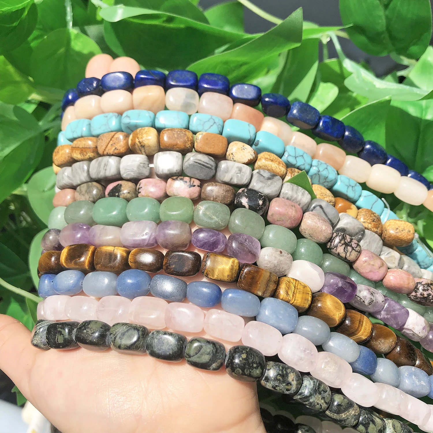 8x12mm Natuurlijke Blauwe Turkoois Rhodoniet Amazoniet Stenen Kralen Onregelmatige Rechthoek Armband Losse Kralen voor Sieraden DIY Maken – Detail 8