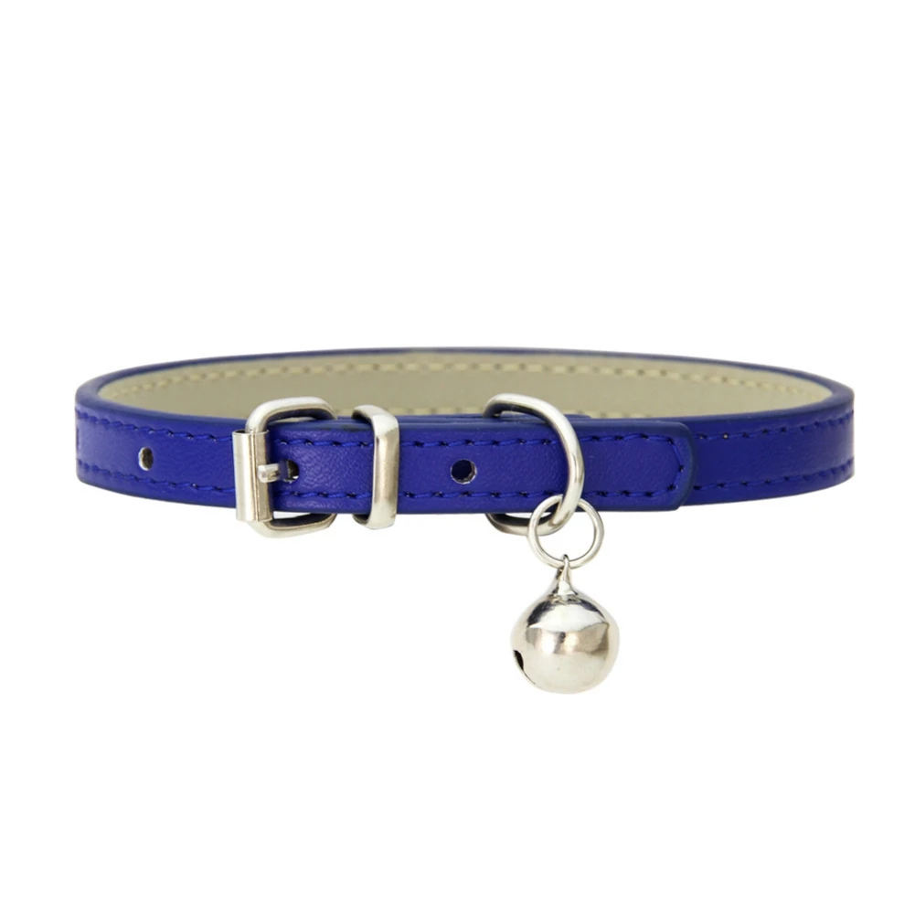 thumbnail image 1 of Collares básicos de cuero para gatos, cachorros, perros pequeños y medianos, collar ajustable para gatitos con cascabel, 1 of 5