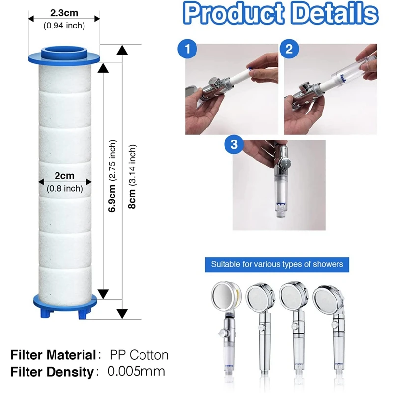 Shower Water Filter 10Pcs Replacement for Held Showerhead High Output Remove Chlorine Fluoride and Hard Water