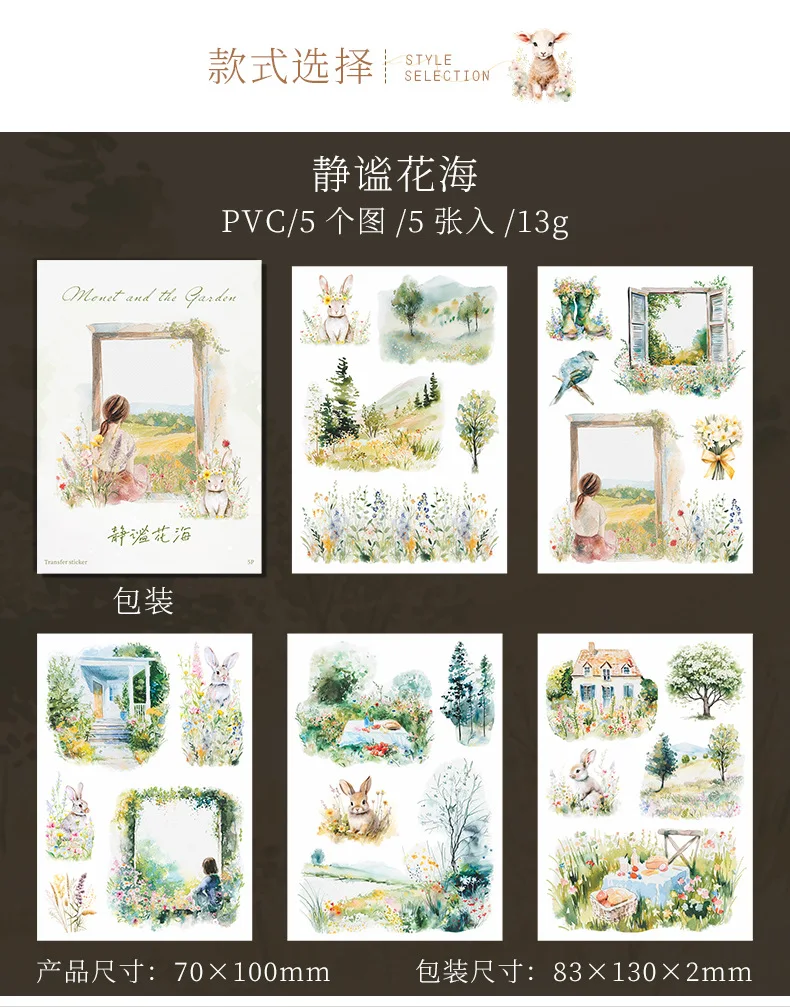5 teile/los Memo Pads Material Papier Monet und die Garten Junk Journal Scrapbooking Karten Retro Hintergrund Dekoration Papier – Detail 14