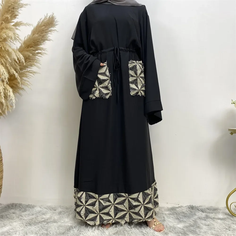 

Turkey Dress for Women Musulman Muslim Abaya Women with Sashes Islam Clothing Abaya Women Dress Fashion Dubai Abaya Long Dresses