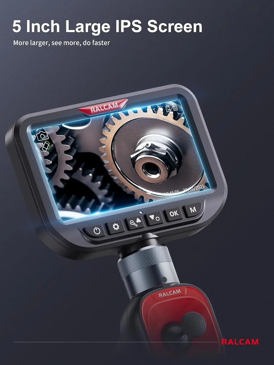 RALCAM 720 Degree Rotation Camera 5 lnch Endoscope 6.2mm Dual 1080P Full HD Endoscope Camera for Industrial Inspection 3