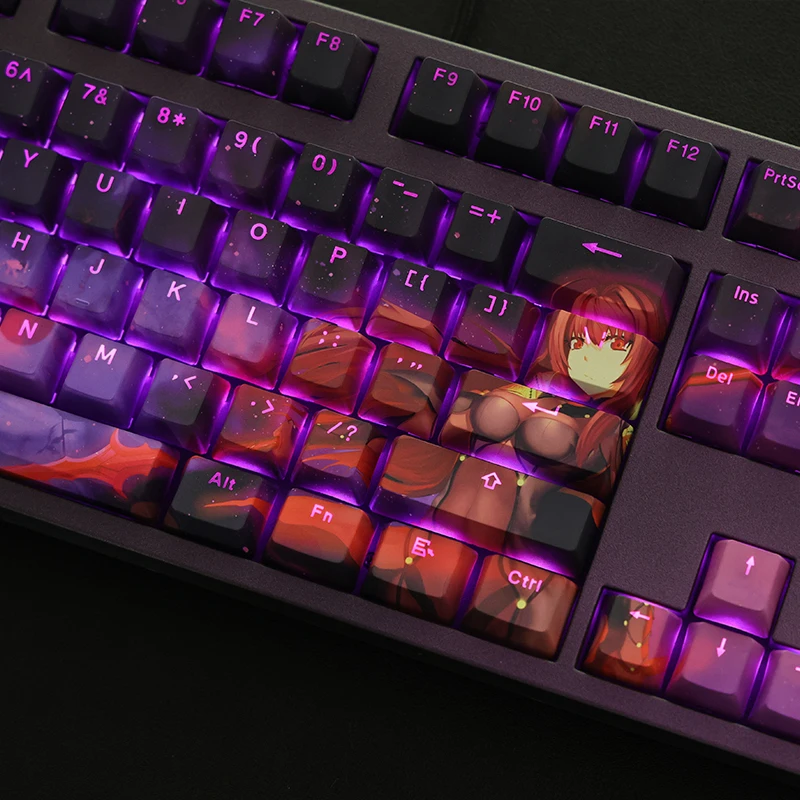 Desenhos Animados Anime Gaming Saber Key Caps Keycap Retroiluminado para o Destino Grande Ordem Pbt Dye Subbed Keycaps 108 Teclas por Conjunto Lados - Imagem 2