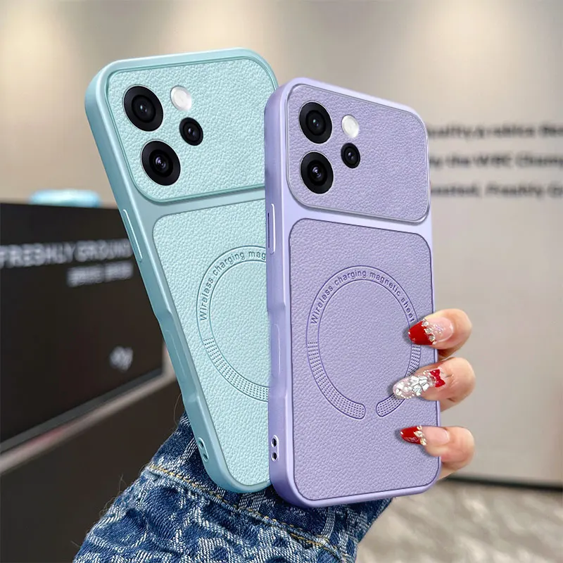 Luxury Leather Magnetic Scrub Shockproof Phone Case Cover