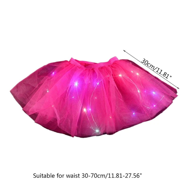 Kids Girls Glowing Tulle Tutu Skirt with LED Light Princess Ballet Stage Dance Short Dress for Fairy Mini Skirt Birthday Gift 6