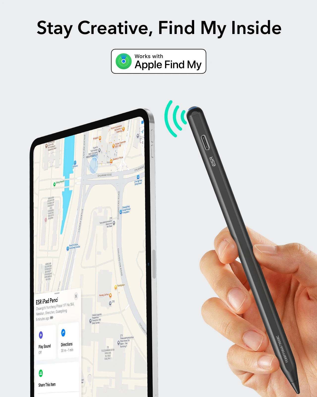ESR Apple Pencil compatible with iPad -2025 Findmy Geo Digital PenAcil Fast Charging for Pro 12.9/13/11 Air 11/13 ipad stylus