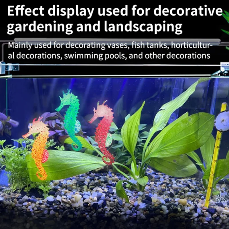 Fish Tank Ornaments Fish Tank Decorations Aquarium Ornaments Mini Landscape Ornaments Glow in Dark Luminous Seahorse Aquarium Decorations for Fish Tank Silicone Seahorse Underwater Landscape Ornament Decoration