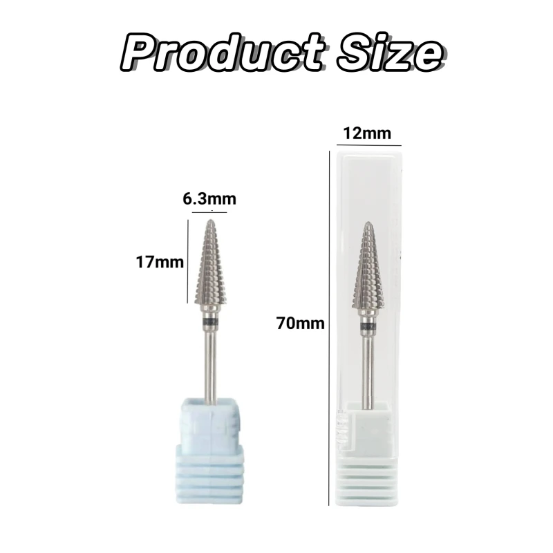 Pro Cone Carbide Cuticle Clean Nail Bit Nail Tungsten Drill Bit Electric Grinding Burr Manicure Drills Nails Accessory 1Pcs 17mm
