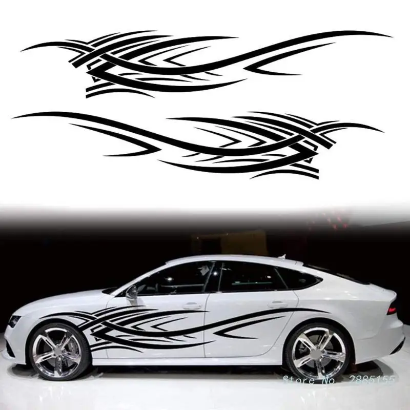 

Flame Graphics Car Body Side Stickers Flame Racing-Sports Stripe Decal for Car Universal Vinyl Self-Adhesive Decal Decor