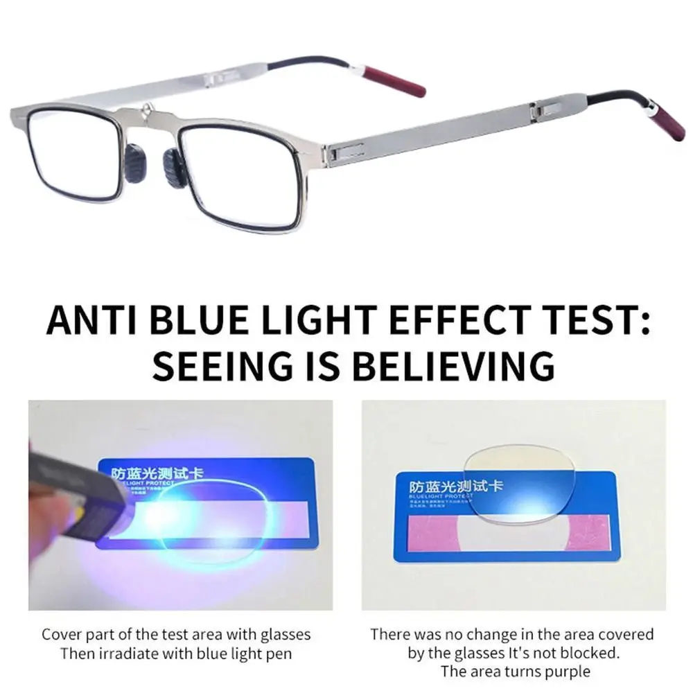 Blue Ray Blocking Anti-Blue Light Reading Glasses Mobile Phone Holder Eye Protection Hyperopia Glasses Portable Metal
