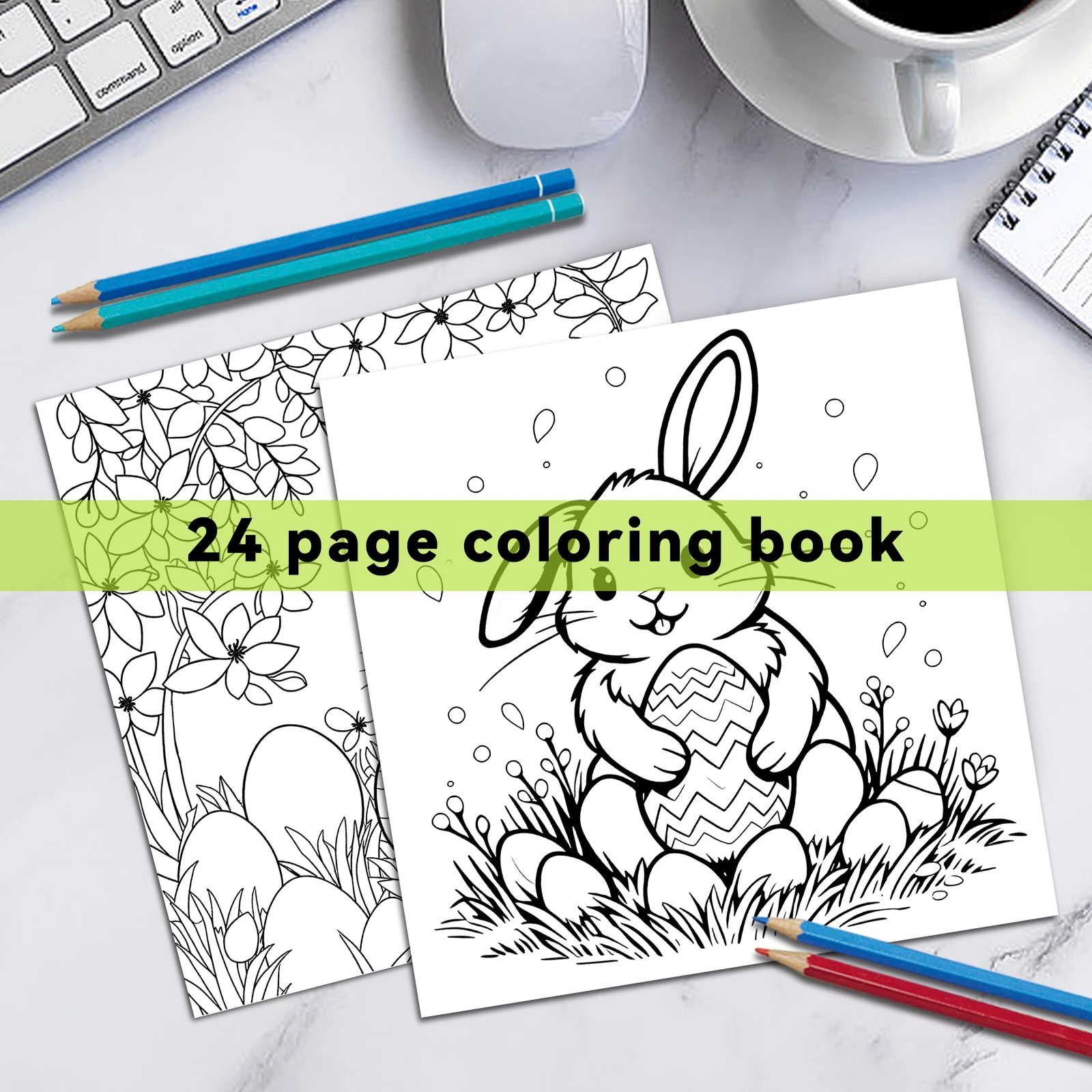 Easter Coloring Book Cartoon Rabbit for Adults Teens Featuring Adorable Creatures in Cozy Hygge Moments for Relaxation Gift ﻿ 3