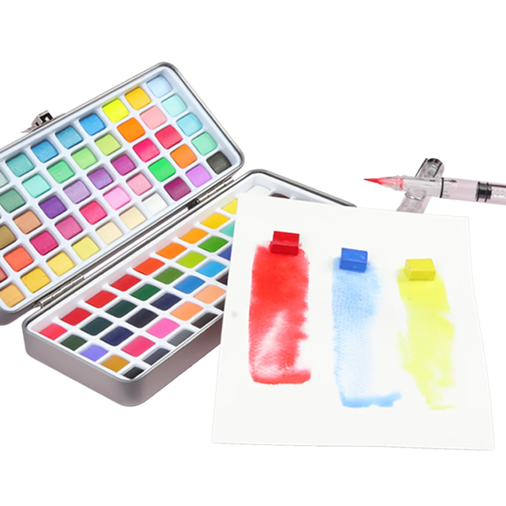 Seamiart 100 Color Solid Watercolor Gift Set Watercolor Pigments With Paint Brush Coloring Papers for Drawing Art Paint Supplies - 3