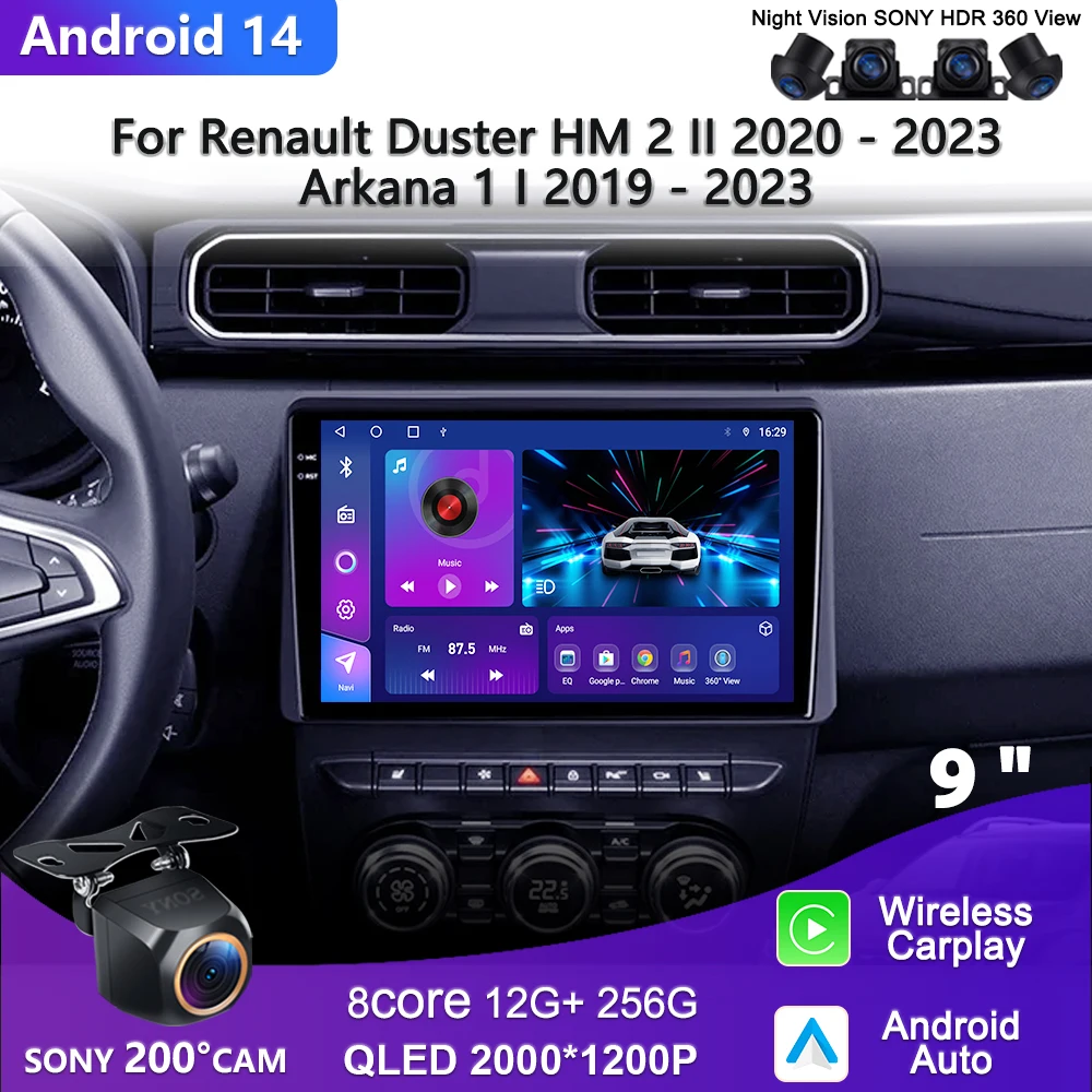 Car Radio Android 14 for Renault Duster HM 2 II-Arkana 1 I-Car Radio Multimedia Video Player Navigation stereo DVD