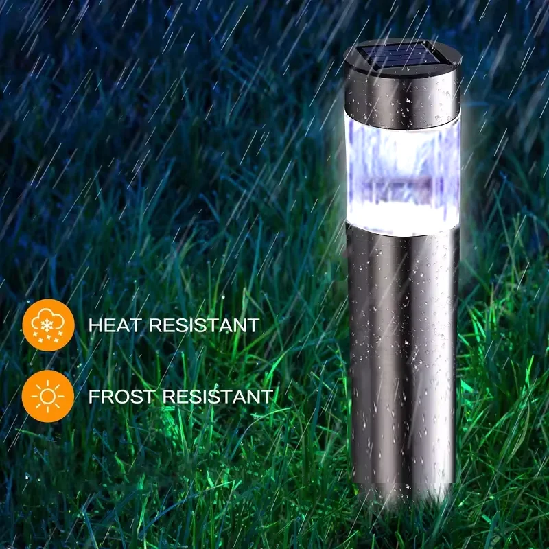 LED Stainless Steel Solar Cylindrical Plug-in Lawn Light Waterproof Home Courtyard Garden Wall Decoration Landscape Light Villa