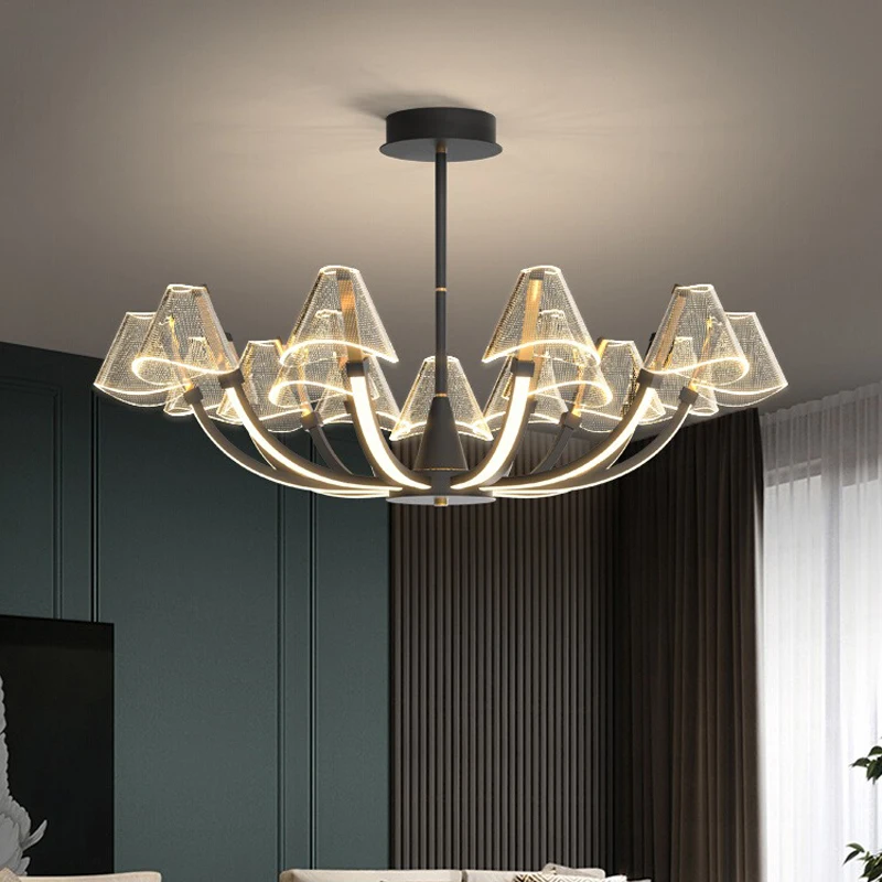 

AiPaiTe modern Scandinavian minimalist chandelier LED high translucent acrylic dining room living room bedroom chandelier.