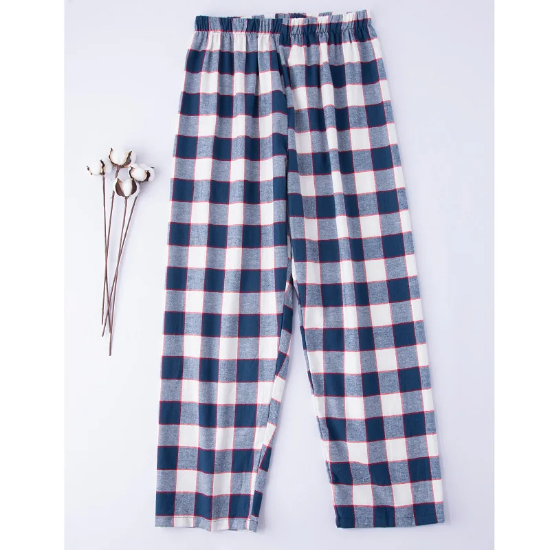 Autumn Cotton Pajama Pants for Men Home Wear Loose Pajama Pants Red Black Men Plaid Winter Sleepwear Pijamas Bottoms Wholesale