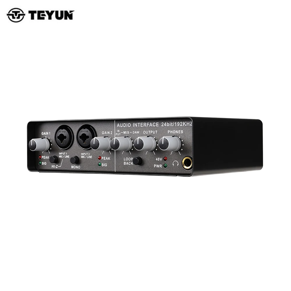 Teyun Q-24 Scheda Audio Audio Professionale Con Monitor Per Chitarra Elettrica Registrazione Trasmissione In Diretta Per Cantare Computer Pc Studio