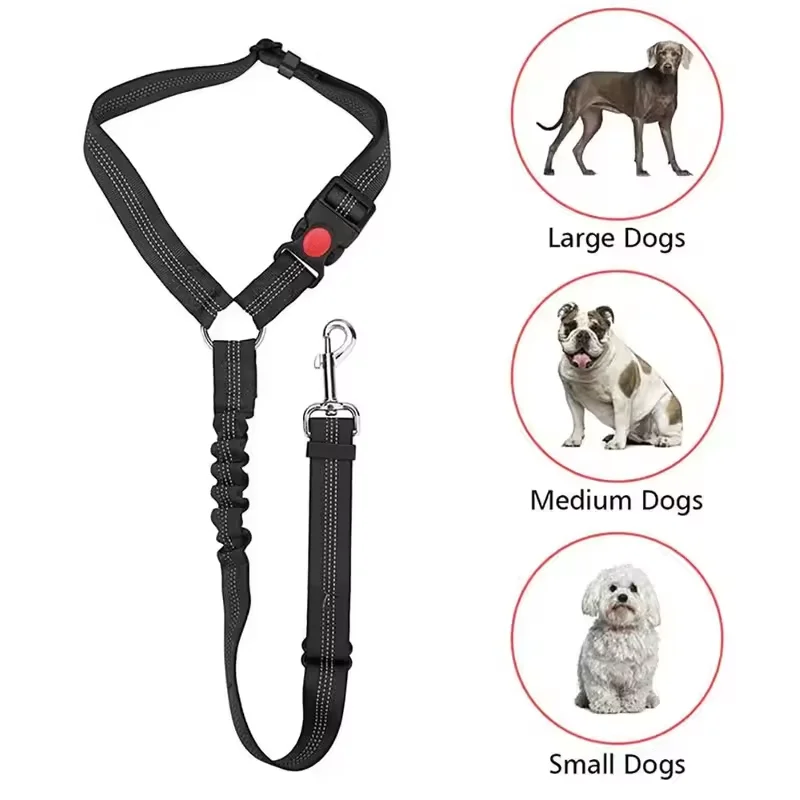 1/2pcs Dog Car Seatbelt Headrest Restraint Adjustable Reflective Pet Safety Seat Belt Clip Buckle Tether Large Medium Small Dogs