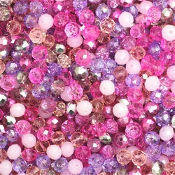 Isywaka Deep Blue Faceted Crystal Glass Rondelle Beads - 50pcs (Pink multicolor)