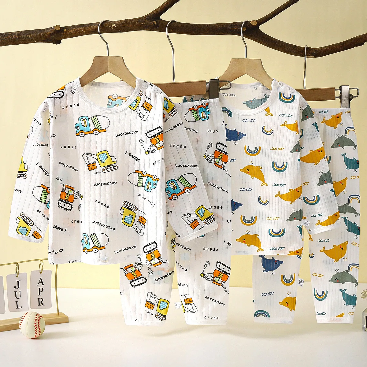 2025 Summer New Children Home Clothes Set Boys Girls Long-sleeved Pajamas Thin Section Kids clothing Baby Clohtes 3