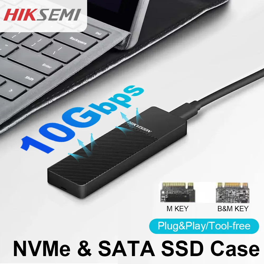 HIKSEMI M.2 NVME/SATA SSD Enclosure Alluminio Adapter USB C 3.1 Gen2 10Gbps NVME 6Gbps SATA PCIe M-Key (B+M) Supporto UASP Case orico m2 ssd case nvme usb type c gen2 10gbps pcie ssd enclosure m 2 nvme enclosure m 2 sata ngff 6gbps solid state drive case