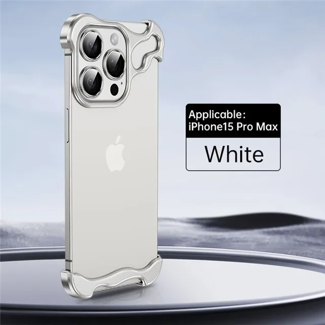 thumbnail image 1 of Funda de teléfono con almohadilla de esquina de aleación de aluminio para iPhone 15, 13, 14 pro Max, con película de lente, parachoques de aleación de titanio, cubierta de protección a prueba de golpe, 1 of 5
