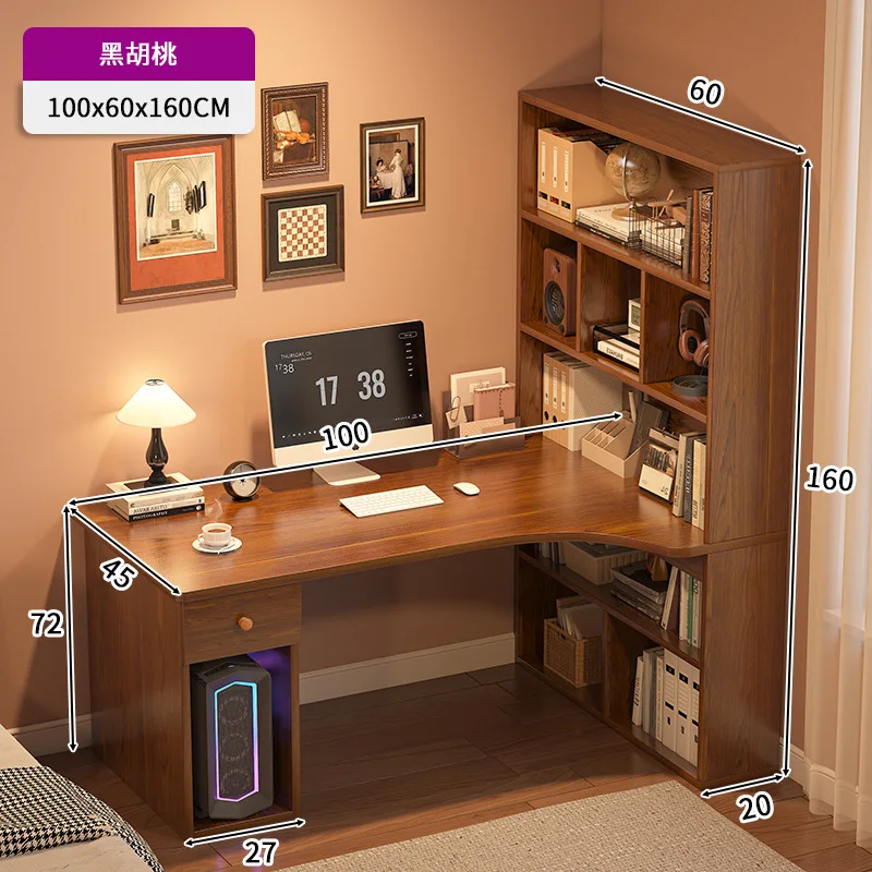 Large Computer Desk Bookshelf Corner Desks Home Desktop Computer Table L-shaped Long Writing Desks Double E-sports Gaming Table