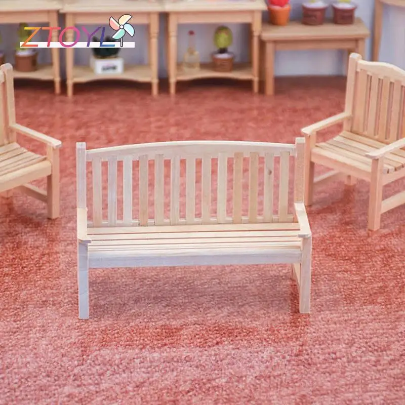 

Коллекция 1/12 года, миниатюрная двойная скамья для кукольного домика, модель Одного стула, аксессуары «сделай сам», Имитация деревянной мебели