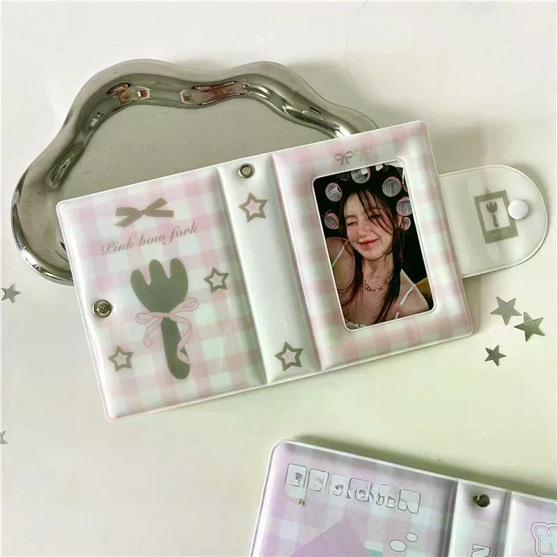 3 Inch Photo Album 32 Pockets Fork Black Cat Style ID Card Kpop Idol Photo Card Holder Storage Collect Book