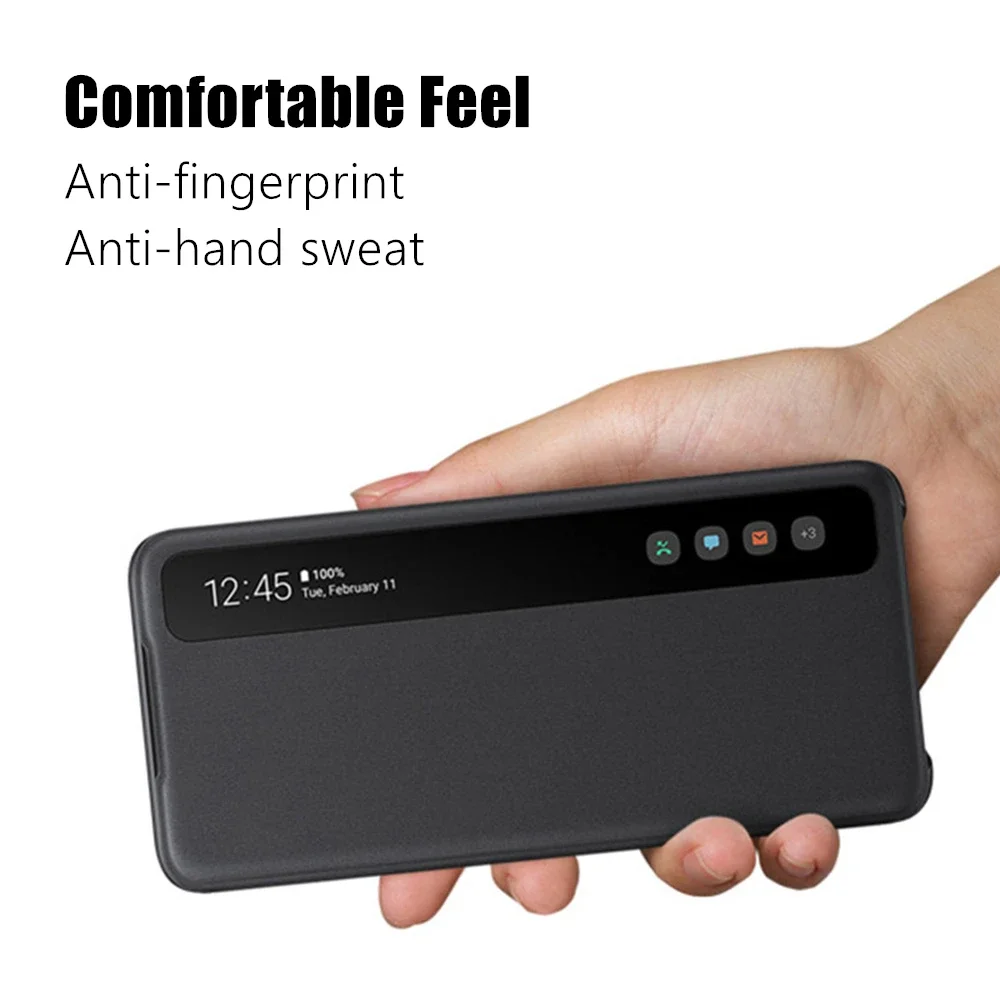 Window View Clear Intelligent Flip Cover For Samsung Galaxy S20 Plus S20+ S20 Ultra S20 5G Flip-free Smart Chip Leather Cases