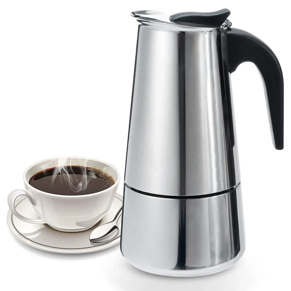 Macchina Da Caffè Italiana Moka Pot Acciaio Inossidabile Geyser Caffettiera Espresso Latte Piano Cottura Brocca Barista Accessori Stoviglie