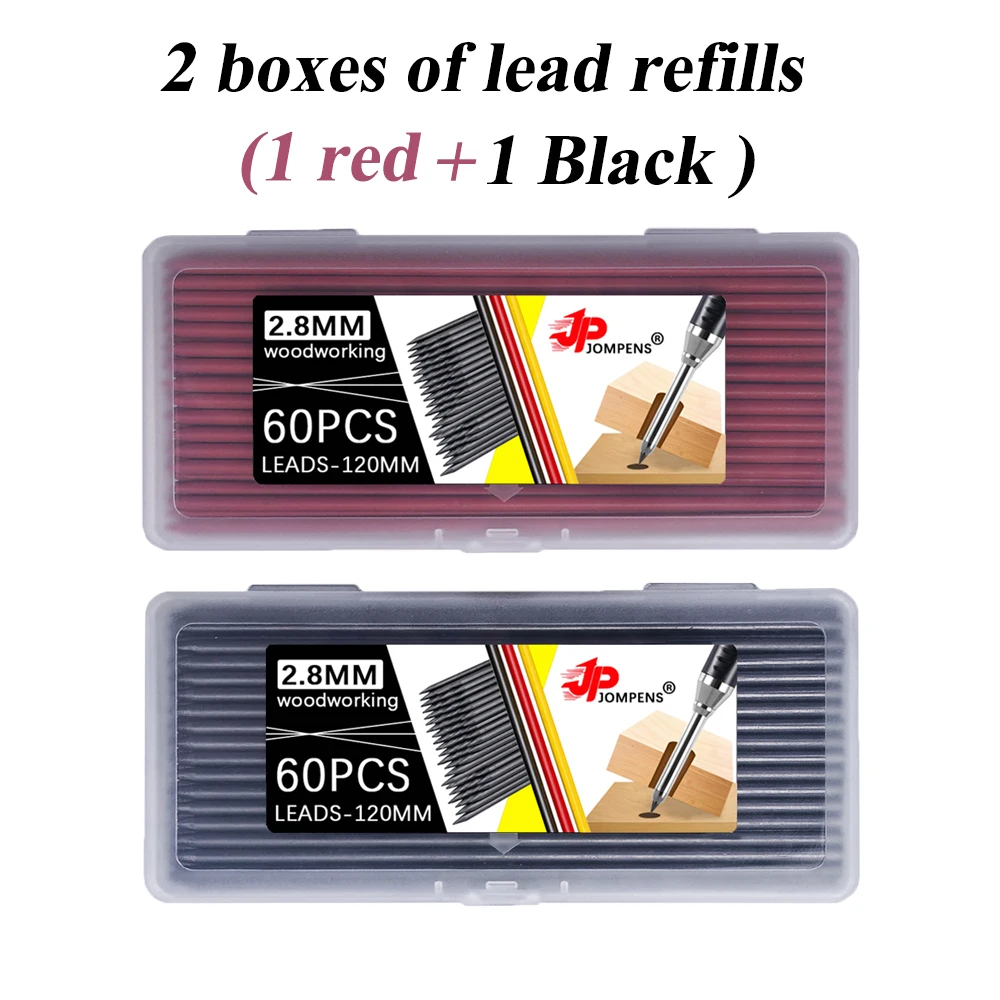 2.8mm 검정 빨강 노랑 딥홀 마킹 목공용 연필 리필-2*60개 대용량 샤프펜슬심..