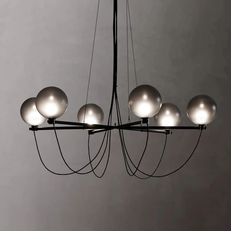 

Nordic Modern Minimalist Creative Led Glass Living Room Chandelier/Exquisite Home Hall Bedroom Decoration 6-Head Chandelier