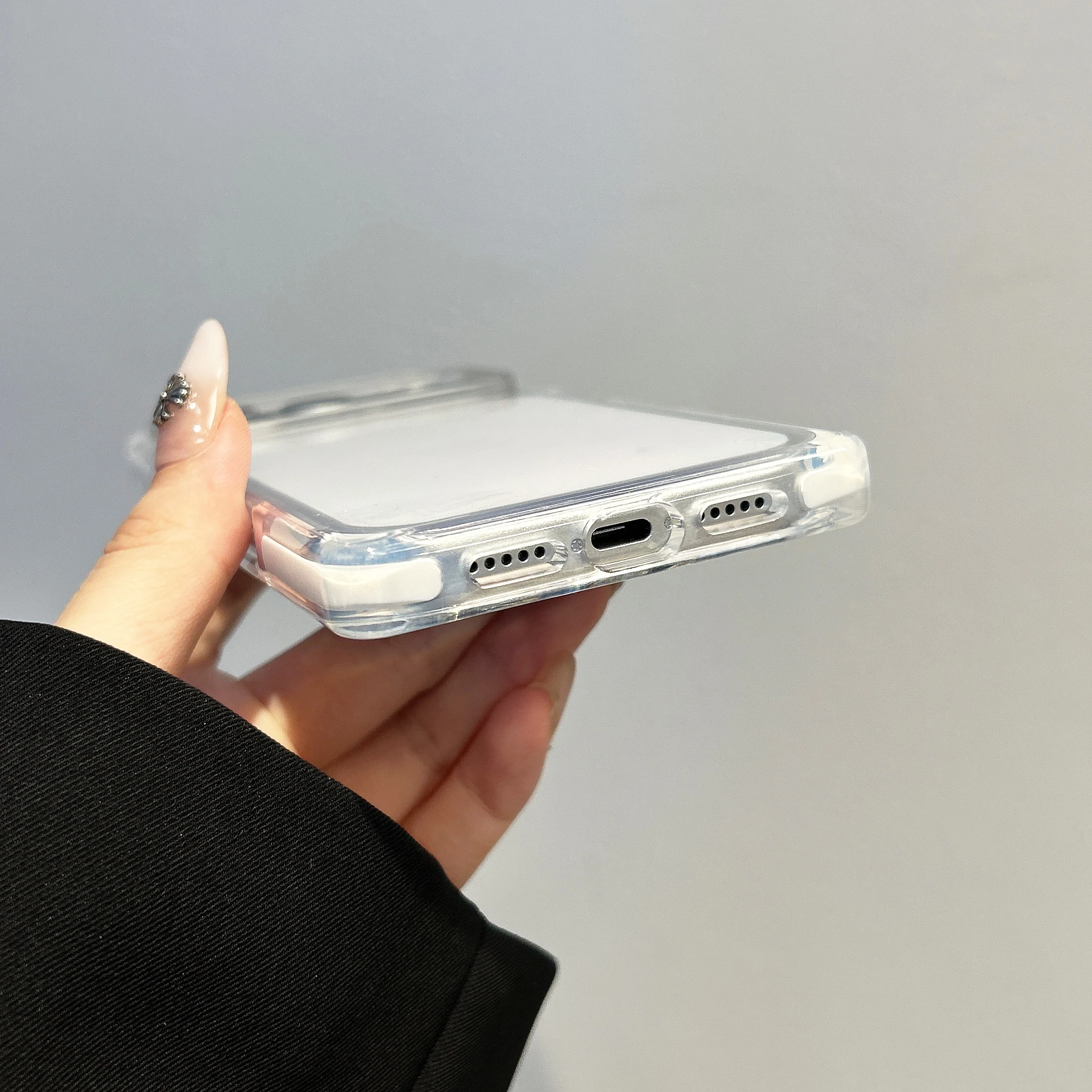 Elegant Clear Acrylic Anti-Yellowing Shockproof Phone Case with Soft TPU Frame