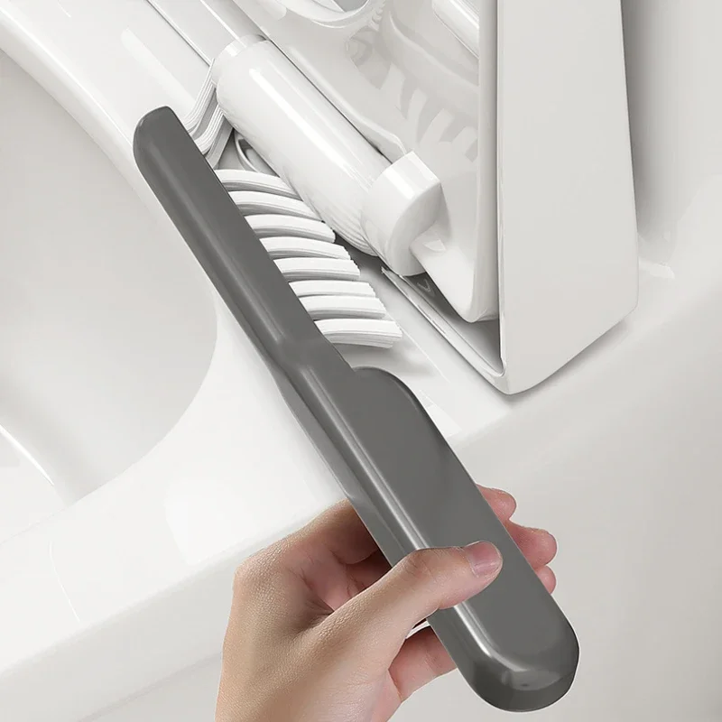 Bathroom Accessories Toilet Brush Set Adjustable Angle Long Handle with Wall Holder 360&deg; Scrubbing & Base for HomeUse