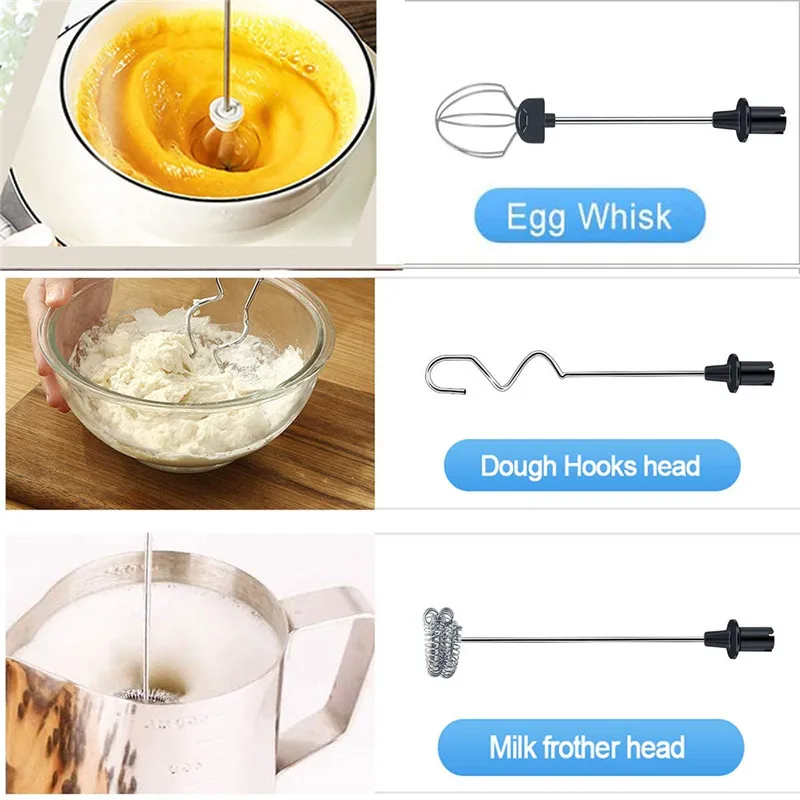 Mighty Rock Electric Milk Frother Handheld Milk Foamer with USB  Rechargeable Coffee Frother 3 Speeds Milk Whisk 2 in 1 Egg Beater Perfect  for Coffee, Latte, Cappuccino, Black 