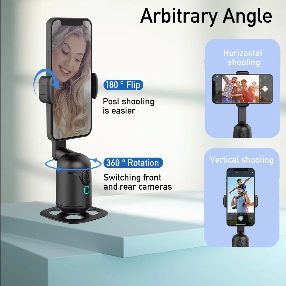 360&deg; Rotation Auto Tracking Phone Holder Gimabl Foldable AI Smart Shooting Selfie Stick Tripod For Live Vlog Streaming Video