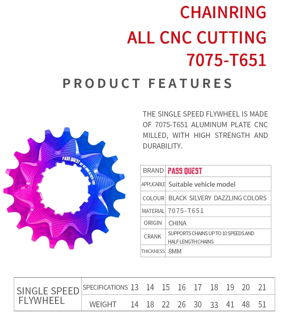 PASS QUEST Single Speed Cassette for Shimano CS HG200 HG400 HG50 Cog Conversion Kit 13t 14t 16t 17T 18T MTB Bike Freewheel bicycle cassette bicycle sprocket gear bike sprocket bike freewheel