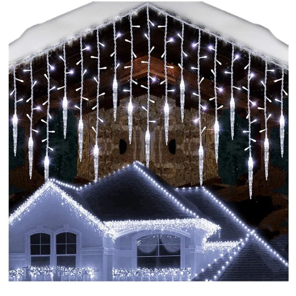 thumbnail image 1 of Cortina de luces LED para decoración navideña 2024, luces de hadas, Año Nuevo 2024, guirnaldas de cortina de carámbanos LED, caída de 0,4/0,5/0,6 m, para bodas, 1 of 5