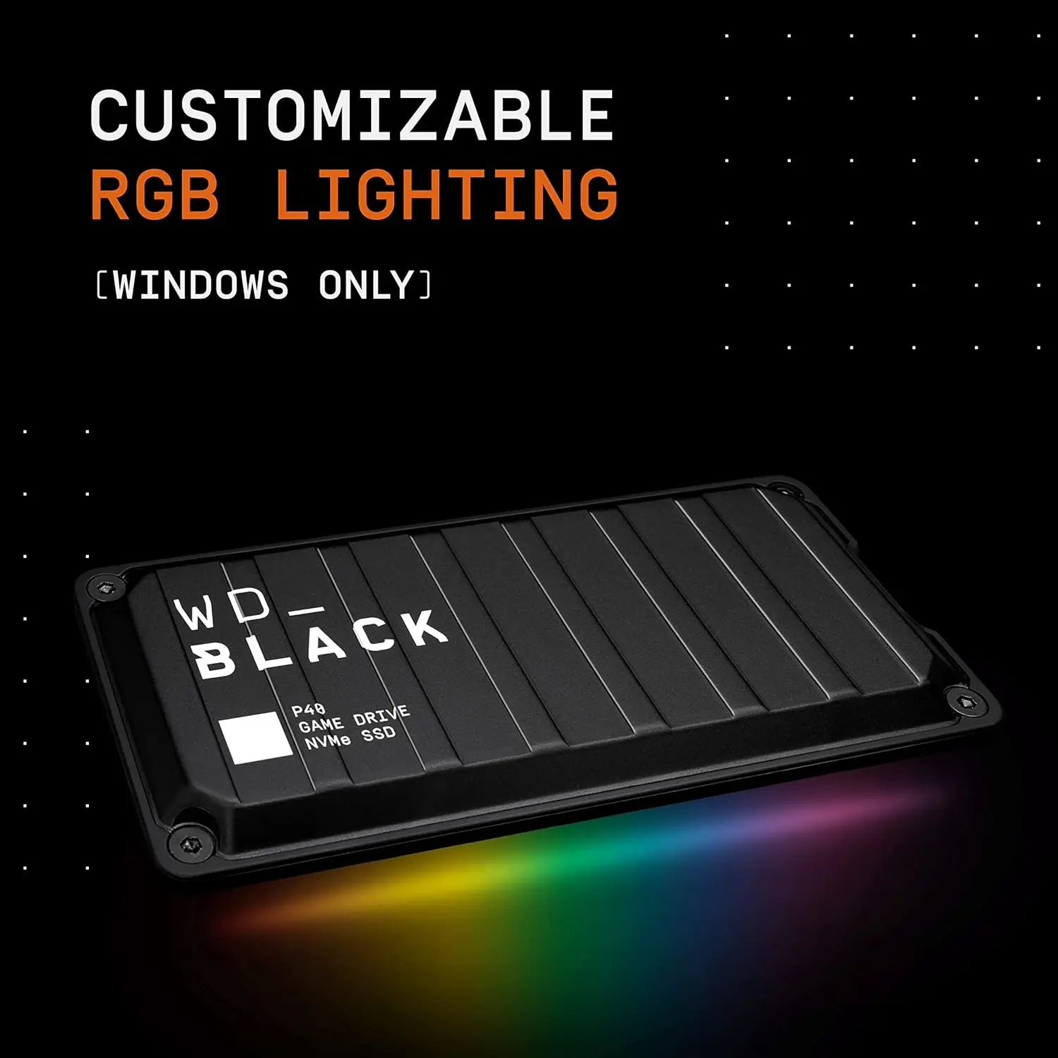 웨스턴 디지털 WD 1TB 2TB P40 게임 드라이브 SSD -500GB 최대 2,000MB/s, RGB 조명, 휴대용 외장형 솔리드 스테이트 드라이브