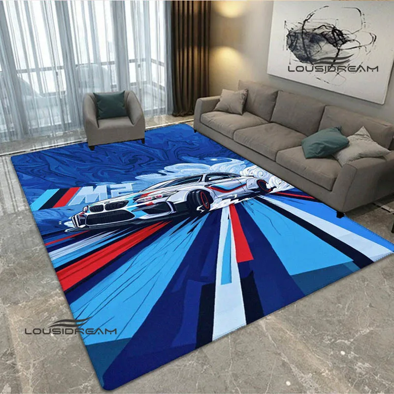 3D 레이싱 카 B-BMWS 프린트 카펫, 야외 러그 영역 깔개, 미끄럼 방지 카펫, 침실 장식 카펫, 거실 생일 선물