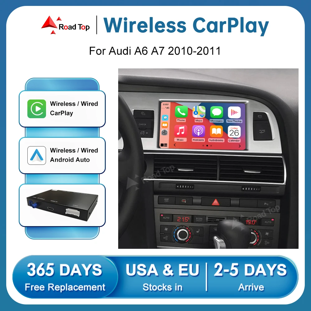 

Wireless Apple CarPlay Android Auto Interface for Audi A6 A7 C6 2010-2011 with Mirror Link AirPlay Navigation Car Play Functions