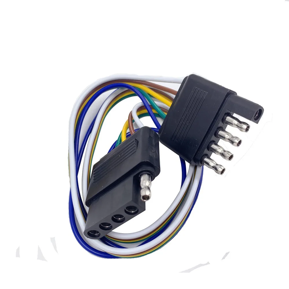 Car trailer connector American 5-pin plug socket extension cable RV adapter tail light signal connection 25 inches