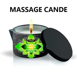Luxurious Aromatherapy Massage Oil Candle for Stress Relief & Skin Moisturization (Lime citrus - 2oz)
