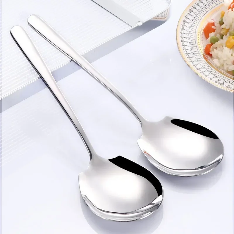 Stainless Steel Long Handle Soup Spoon Silver Tableware
