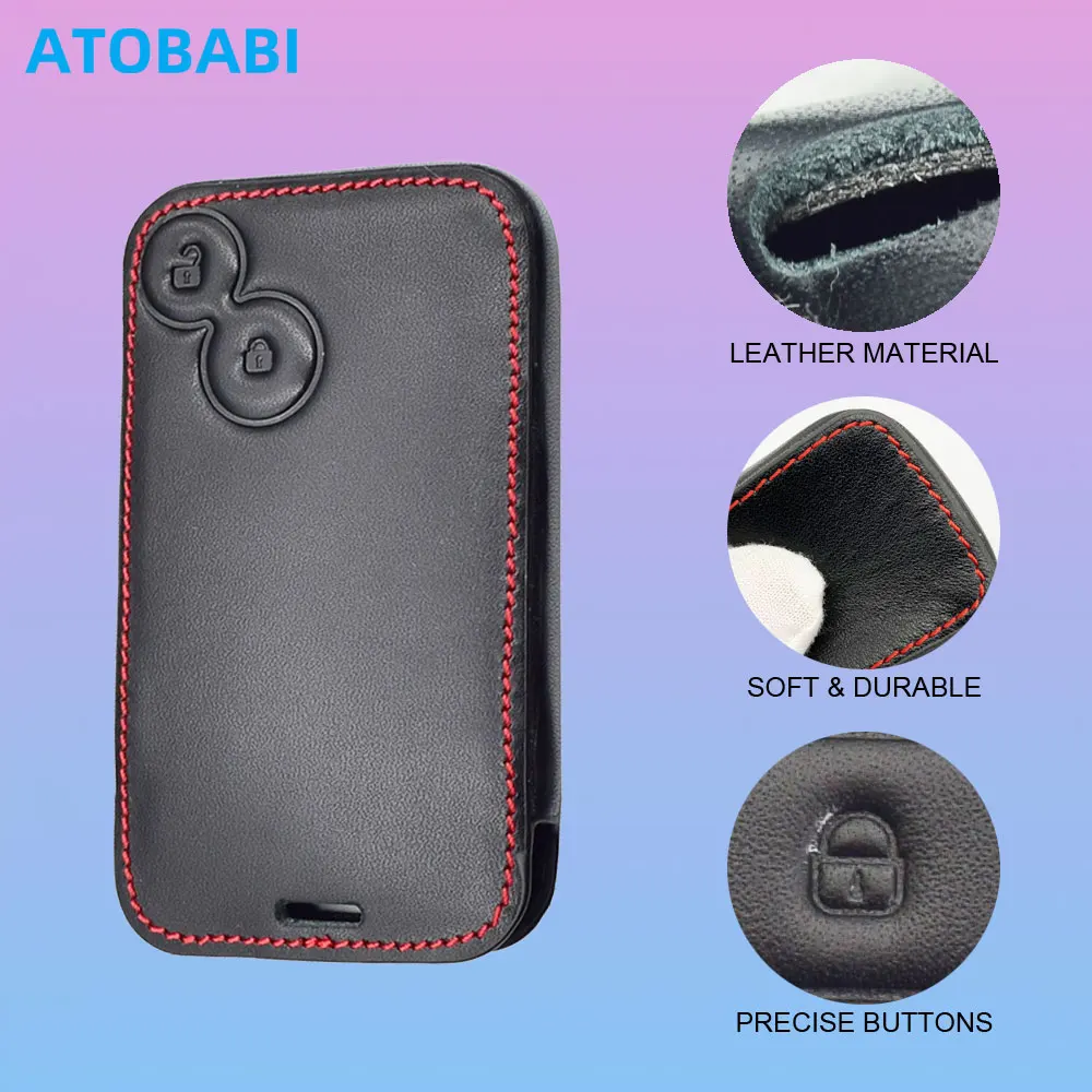 Leder Auto Schlüssel Fall Für Renault Laguna Espace 2 Tasten Smart Keyless Remote Fob Schutz Abdeckung Schlüsselbund Tasche Auto Zubehör